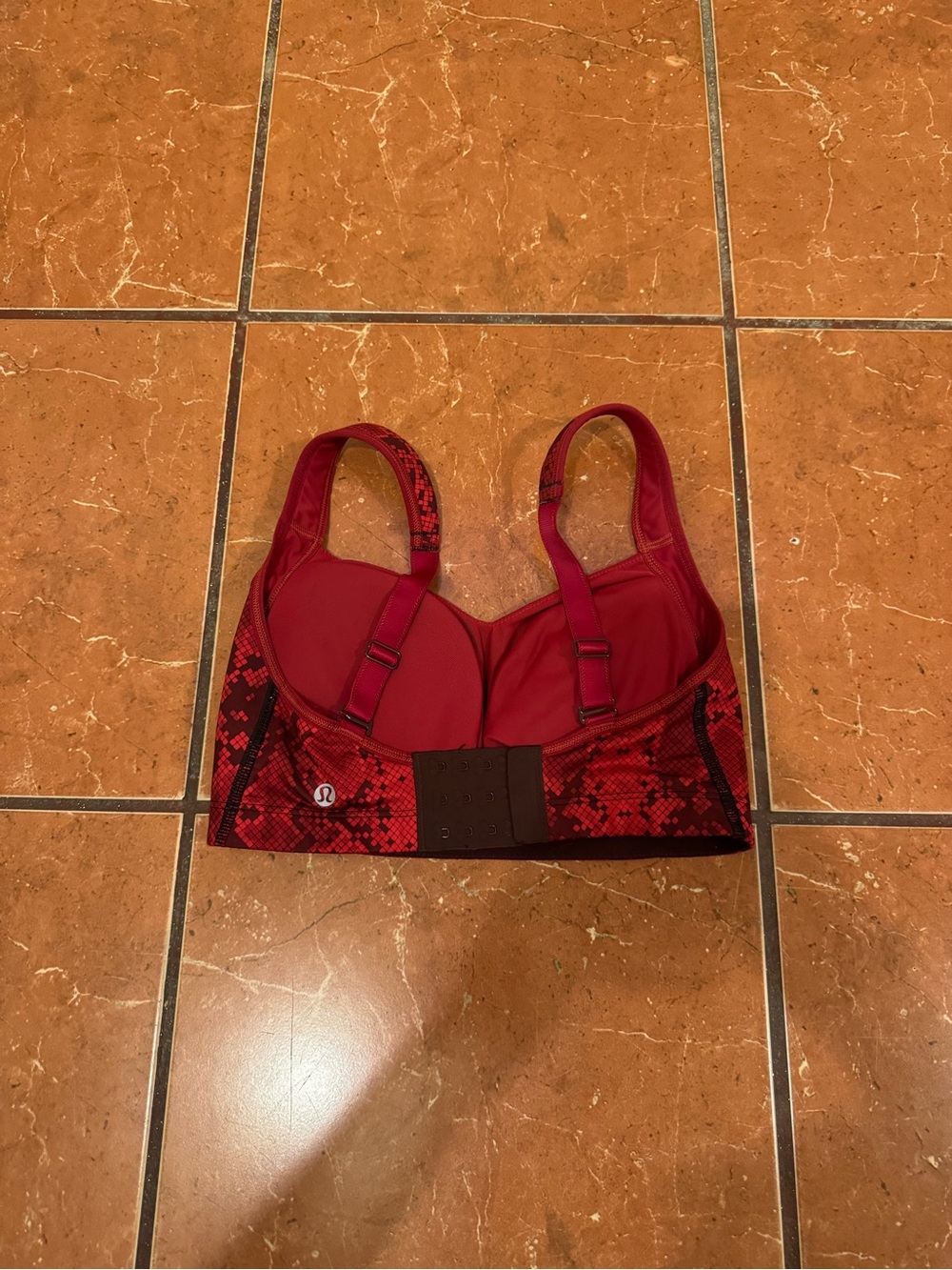 lululemon athletica Red Snakeskin-Print High Support Sports Bra